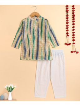 The Magic Wand - Multicolor Chanderi Full Sleeves Shibori Printed Kurta & Pyjama