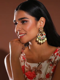 Ruby Raang Studio - Navratan Kundan Earrings