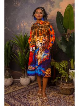 The House of Hemp - Cheetah Club Hemp Printed Shirt Dress