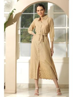 Diiwataa - Brown Hakoba Beige Shirt Dress with Belt