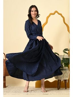 Diiwataa - Ciara Cotton Flex Navy Blue Dress