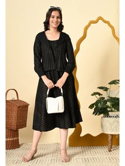 Diiwataa - Polka Dot Black Dress With Jacket