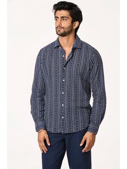 TERRA LUNA - Cristo Full Sleeves Navy Blue Shirt