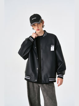 Weezy - Black Retro Rewind Leather Varsity Jacket