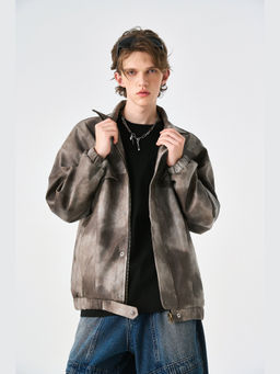 Weezy - Camo Brown Oversized Bomber Leather Jacket