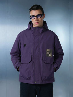 Weezy - Purple Hooded Cargo Jacket