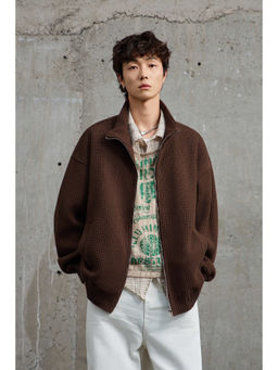 Weezy - Chocolate Brown Zip Up Bomber Jacket