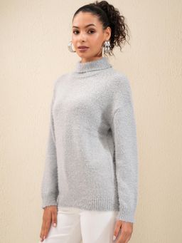 TOKYO TALKIES - Women Grey Full Sleeve Turtle Neck Sweater