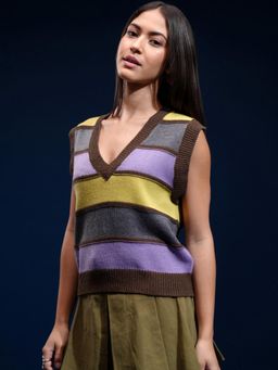 TOKYO TALKIES - Women Multi-Color V-Neck Sweater