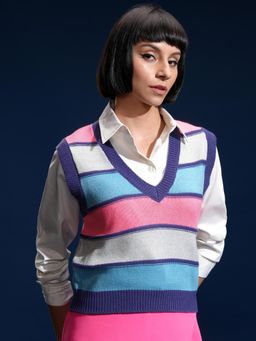 TOKYO TALKIES - Women Multi-Color V-Neck Sweater