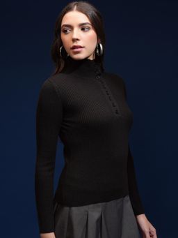 TOKYO TALKIES - Women Black Textured Sweater