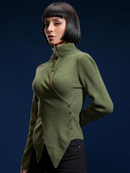 TOKYO TALKIES - Women Olive High Neck Sweater