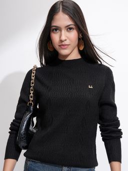 TOKYO TALKIES - Women Black Full Sleeve High Neck Sweater