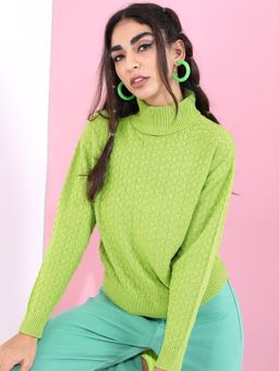 TOKYO TALKIES - Womens Green Full Sleeve Sweater