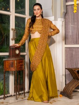 HOUSE OF JAMOTI - Sarsoni Pre Draped Saree with Blouse