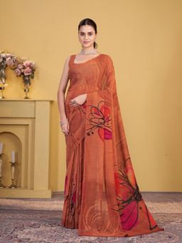 Garden VARELI - Brown Printed Georgette Saree Without Blouse