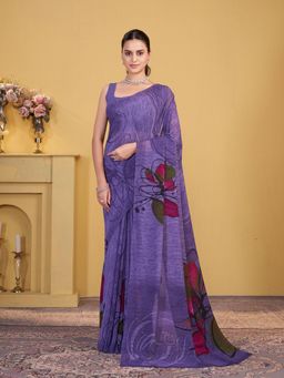 Garden VARELI - Violet Printed Georgette Saree Without Blouse