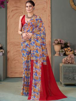 Garden VARELI - Brown Solid Georgette Saree Without Blouse