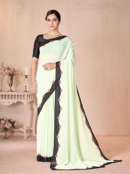Garden VARELI - Green Solid Georgette Saree with Unstitched Blouse