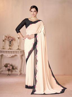 Garden VARELI - Peach Solid Georgette Saree with Unstitched Blouse