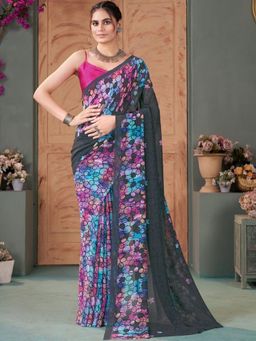 Garden VARELI - Black Printed Georgette Saree Without Blouse