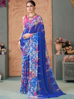 Garden VARELI - Blue Georgette Saree Without Blouse