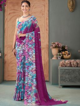 Garden VARELI - Wine Georgette Saree Without Blouse