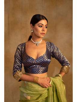 PRIYANKA RAAJIV - Aabid Royal Blue Hand Embroidered Stitched Blouse