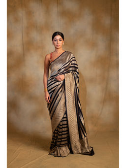 PRIYANKA RAAJIV - Chaitra Navy Blue Silk Banarasi Saree with Unstitched Blouse