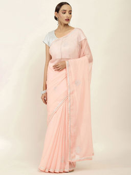 Soch - Embellished Chiffon Saree with Unstitched Blouse