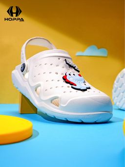 HOPPA - Kids White Kroko Clogs