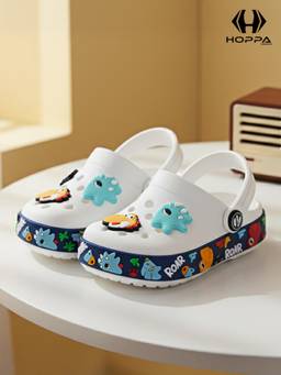 HOPPA - Kids White Dino Clogs