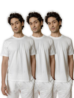 KINGDOM OF WHITE - Daily Men Crew Neck White T-Shirt (Pack of 3)