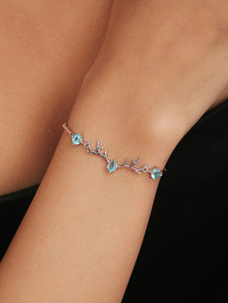 Zavya - Blue Treasure Rhodium Plated 925 Sterling Silver Bracelet
