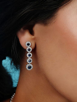 Zavya - Flowing Elegance Rhodium Plated 925 Sterling Silver Earrings