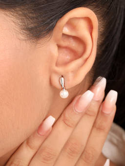 Zavya - Pure Pearls Rhodium Plated 925 Sterling Silver Earrings