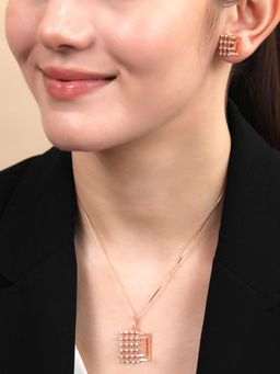 Zavya - Square Chic Rose Gold Plated 925 Sterling Silver Jewellery Set