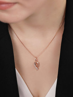 Zavya - Dazzling Charm 925 Sterling Silver Rose Gold Plated Pendant with Chain