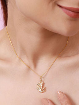 Zavya - Radiant Peacock Pendant with Cubic Zirconia In Gold-Plated 925 Sterling Silver