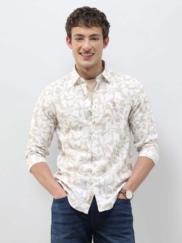 U.S. Polo Assn. Denim Co. - Beige Floral Printed Regular Fit Shirt