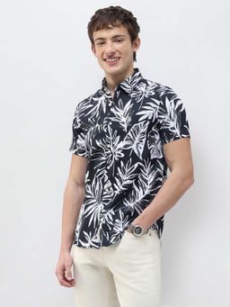 U.S. Polo Assn. Denim Co. - Blue Regular Fit Tropical Textured Printed Shirt
