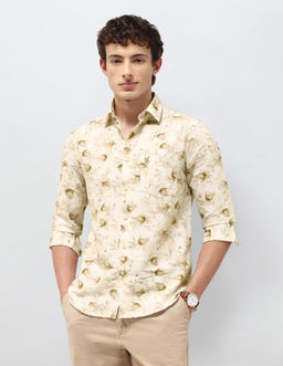 U.S. POLO ASSN. - Beige Floral Printed Regular Fit Shirt