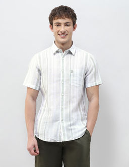 U.S. POLO ASSN. - Green Vertical Striped Regular Fit Shirt