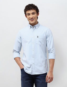 U.S. POLO ASSN. - Blue Vertical Striped Regular Fit Shirt
