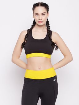 Clovia - Medium Impact Padded Racerback Sports Bra With Removable Cups -Black