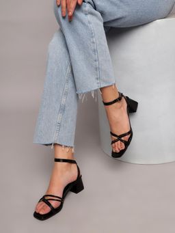 Truffle Collection - Black Solid Heels