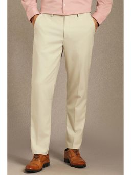 Louis Philippe - Beige Solid Regular Fit Trouser