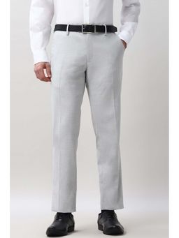 Peter England - Grey Solid Regular Fit Trouser