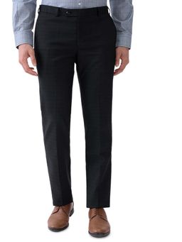 Park Avenue - Black Checks Regular Fit Trouser