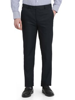Park Avenue - Navy Blue Checks Regular Fit Trouser